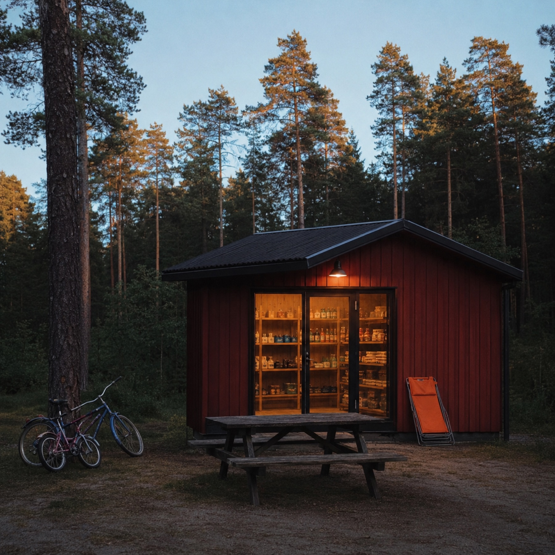 Liten obemannad butik på svenskt campingområde